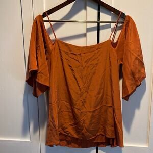 Bailey 44 Pumpkin Silk Off-The-Shoulder Top Size S
